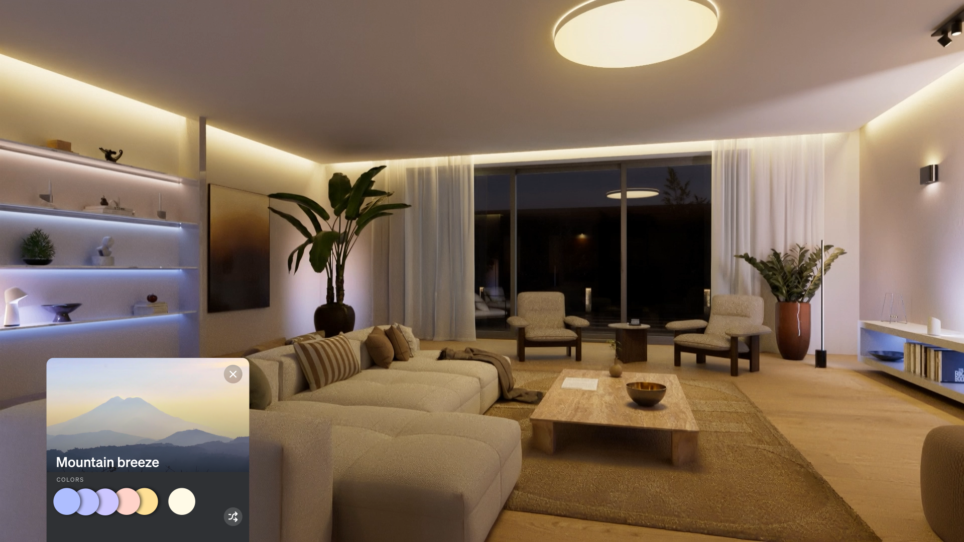 Habitación iluminada con luces inteligentes Philips Hue
