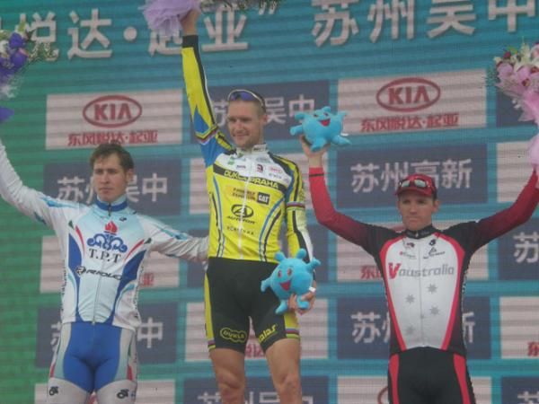 Top three of stage 2: Boris Shpilevski, Alois Kankovsky and Aaron Kemps.