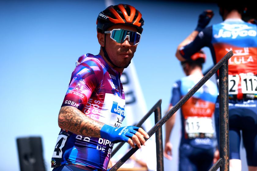 GUMIEL DE IZAN SPAIN AUGUST 07 Detail view of Caleb Ewan of Australia and Team Jayco AlUla Purple Leader Jersey prior to the 46th Vuelta a Burgos Stage 3 a 138km stage from Bodegas Nabal Gumiel de Izan to Lagunas de Neila 1721m on August 07 2024 in Gumiel de Izan Spain Photo by Gonzalo Arroyo MorenoGetty Images