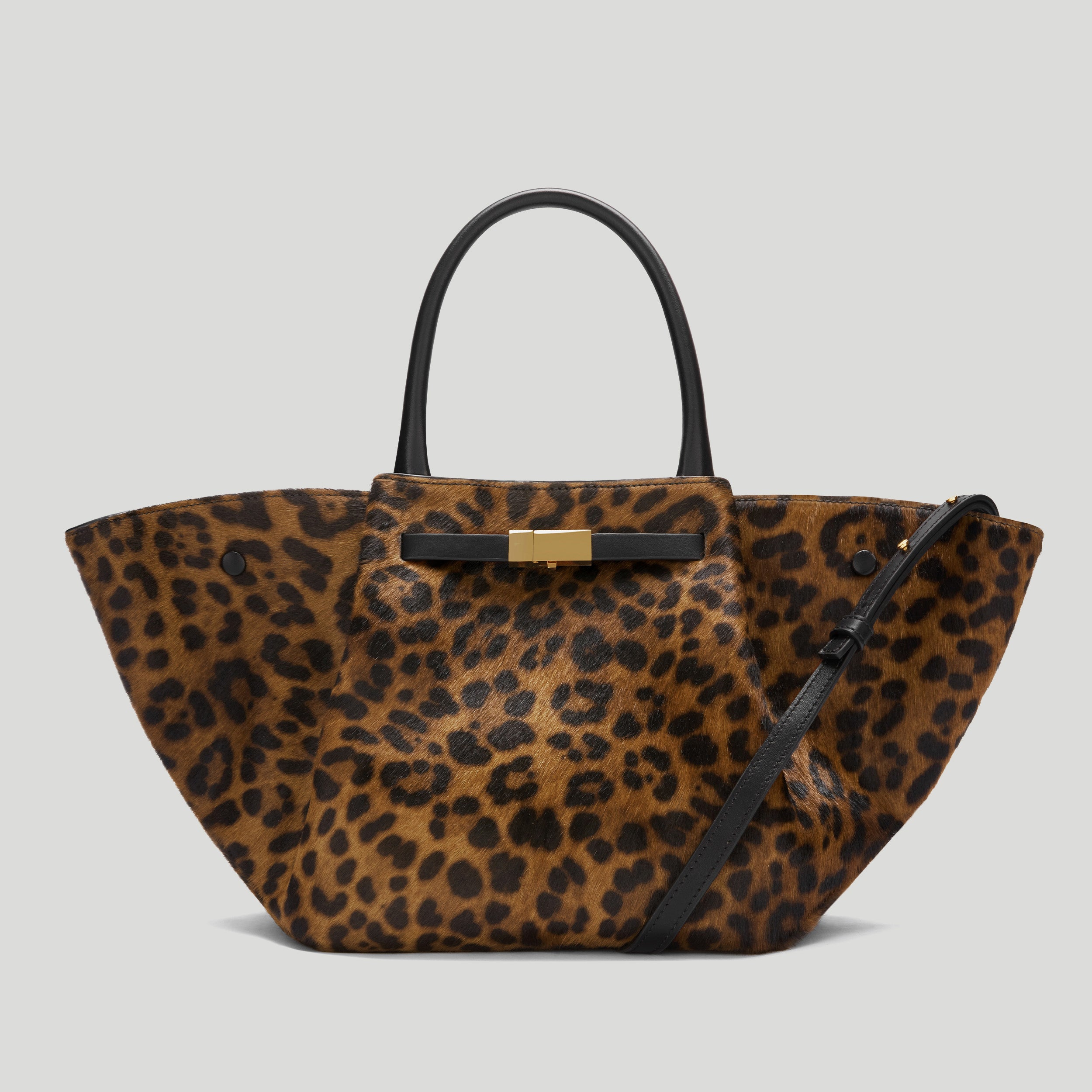 The Midi New York | Leopard Effect Calf Hair &amp;amp; Black Smooth | Demellier