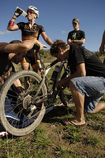 Katherine O'Shea had to change her pedals in the tech zone