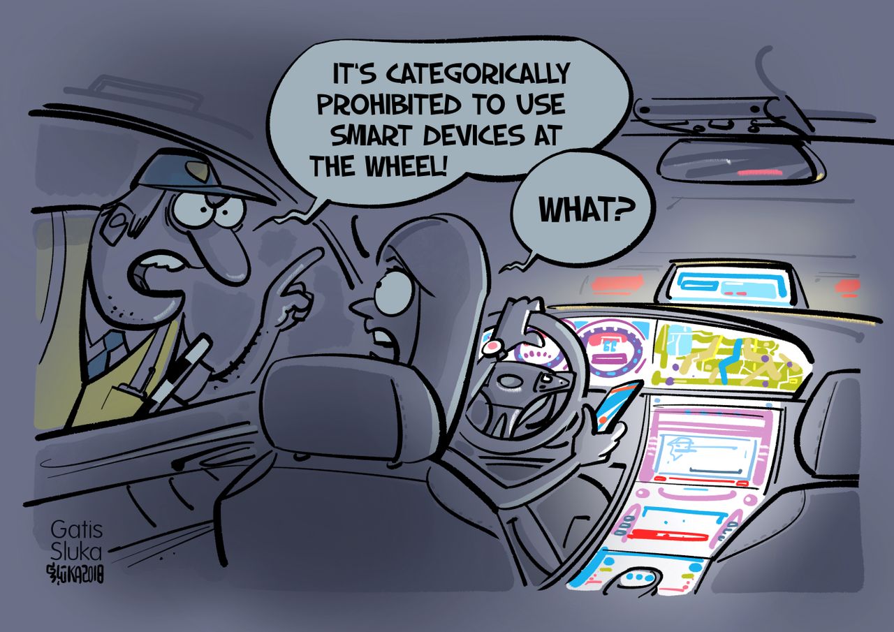 Editorial Cartoon U.S. phones police smart devices distracted driving