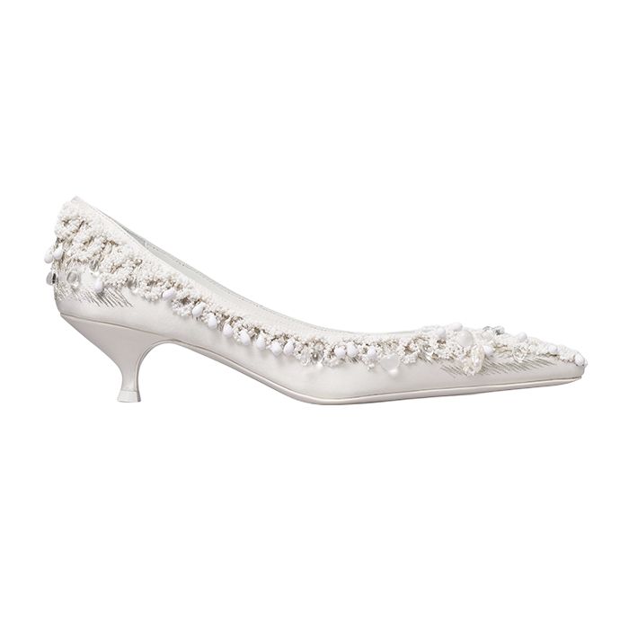 Tory Burch, Beaded Pump in Ivory, Size 10.5
