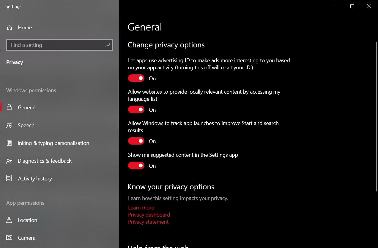 Microsoft Privacy Settings