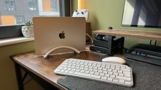 BookArc Flex MacBook stand from Twelve South on a desk