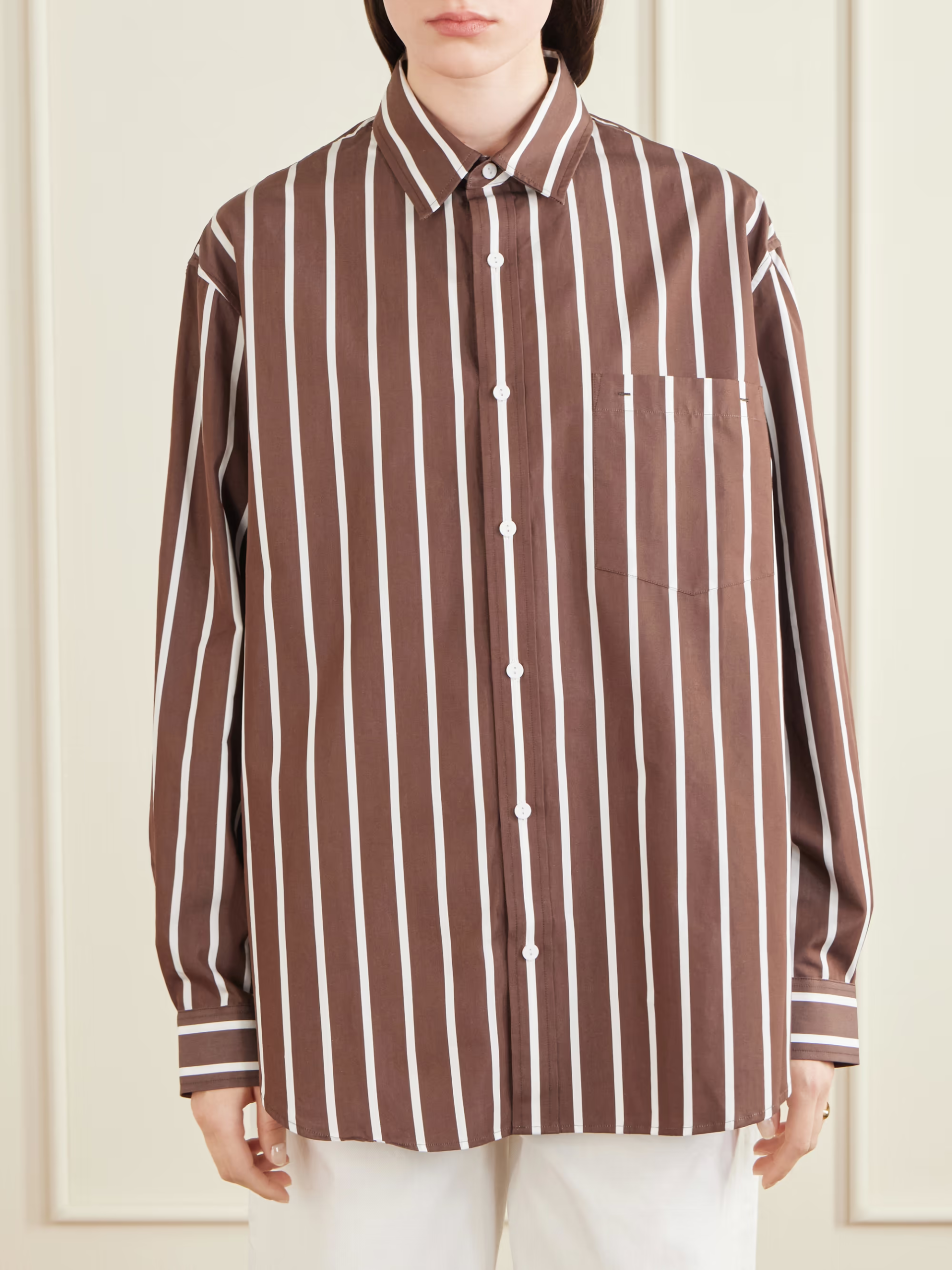 Matteau, Striped organic cotton-poplin shirt