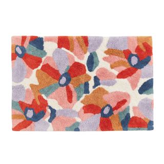 Floral multicolored cotton bath mat