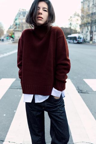 High Collar Knit Sweater