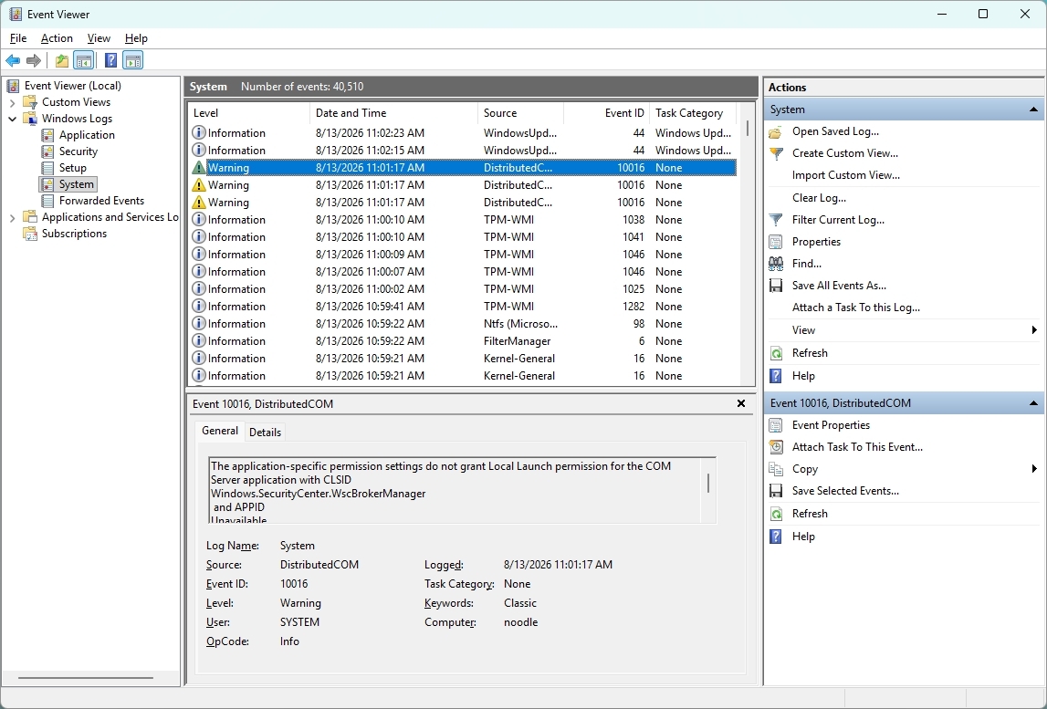 Windows 11 legacy Event Viewer.