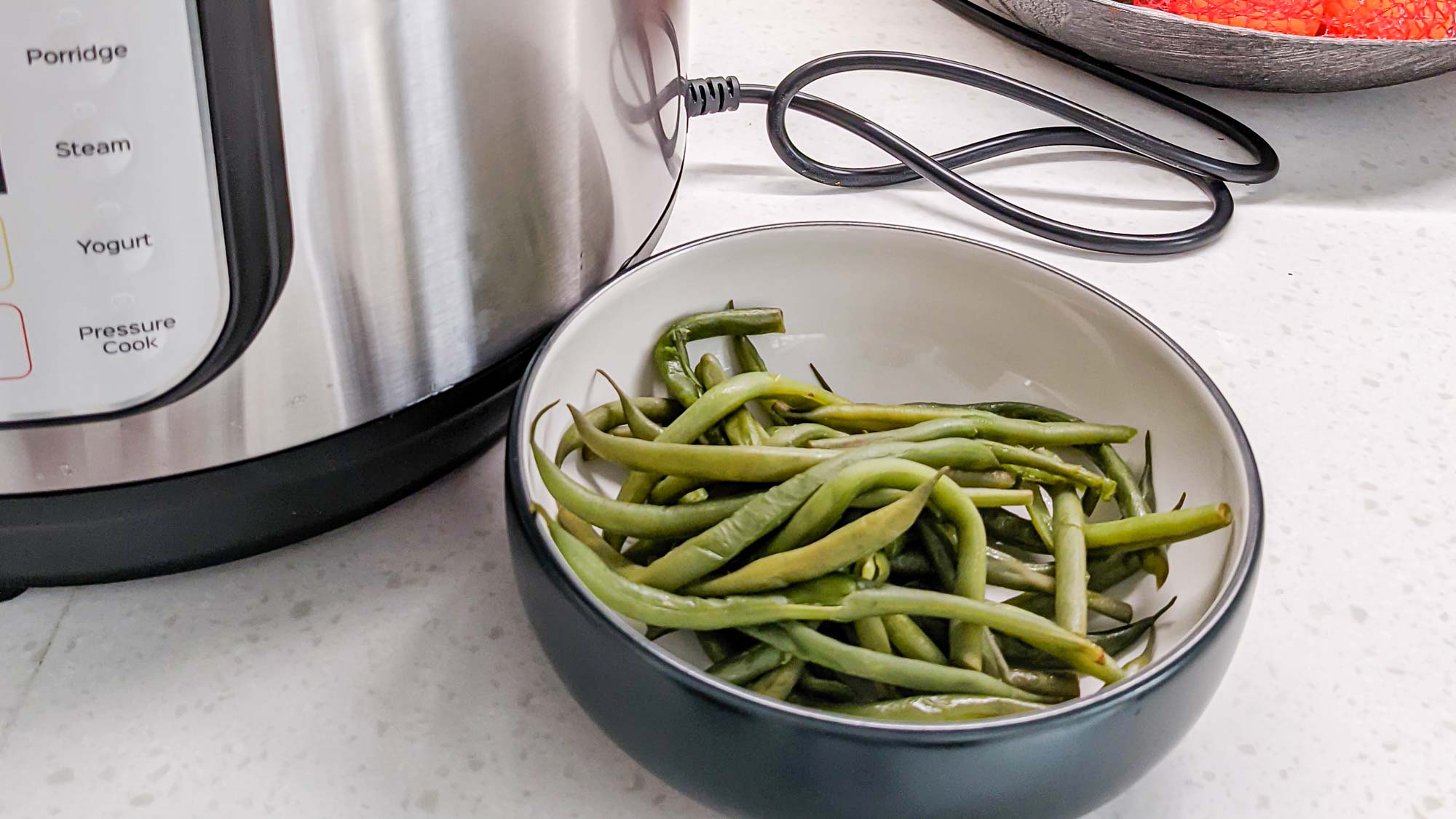 Instant Pot Duo Nova with cooked string beans