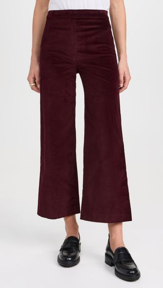 Cropped Velvet Wide Leg Trousers