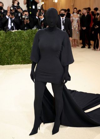 Kim Kardashian in Balenciage black-out outfit at MET Gala