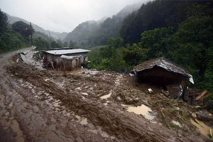 A village in Veracruz damaged by landslides.