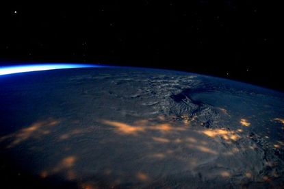 Scott Kelly's view of the snowstorm from the International Space Station