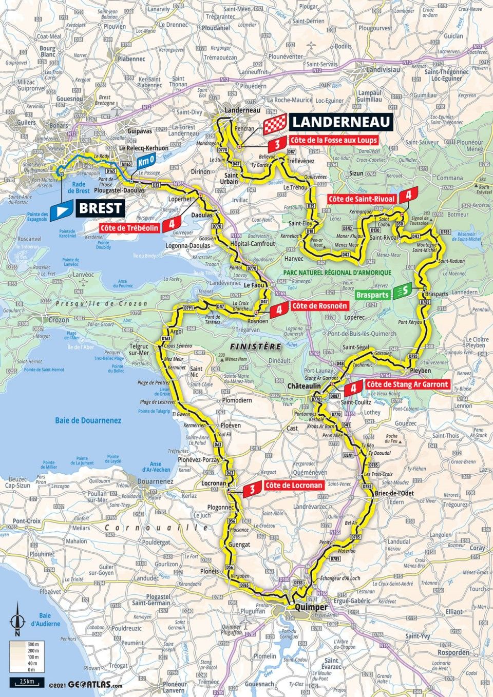 Stage 1 map 2021 Tour de France