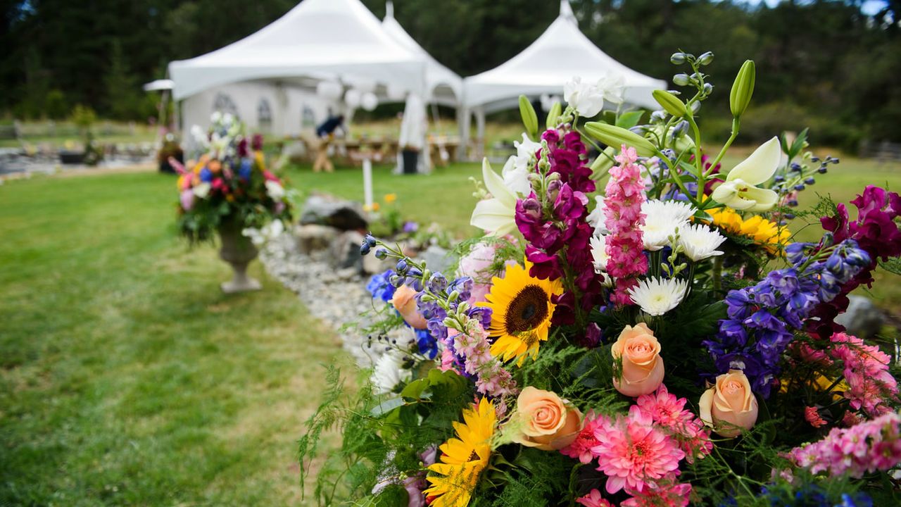 Wedding tents and flowers