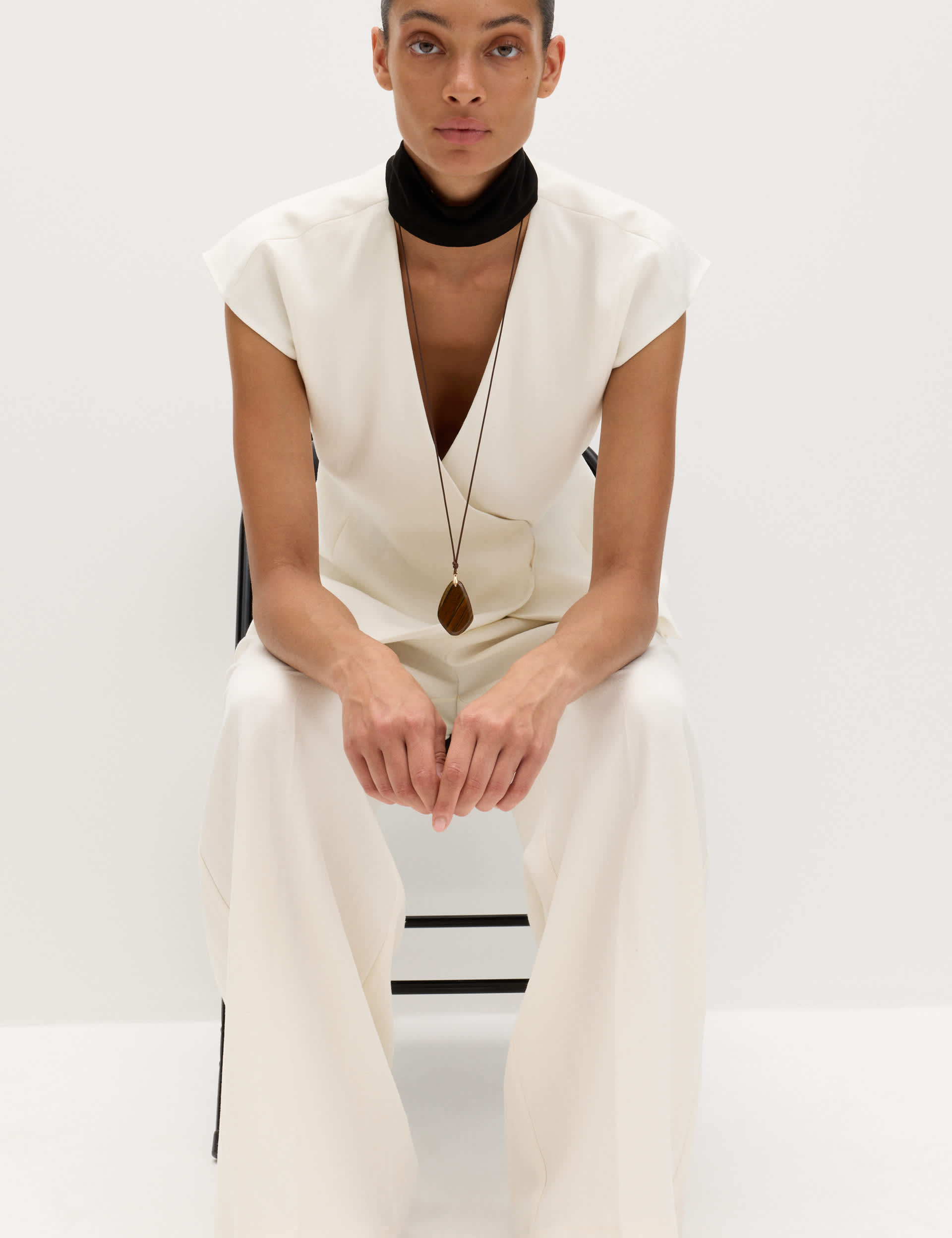 Single Pleat Wide Leg Trousers With Linen