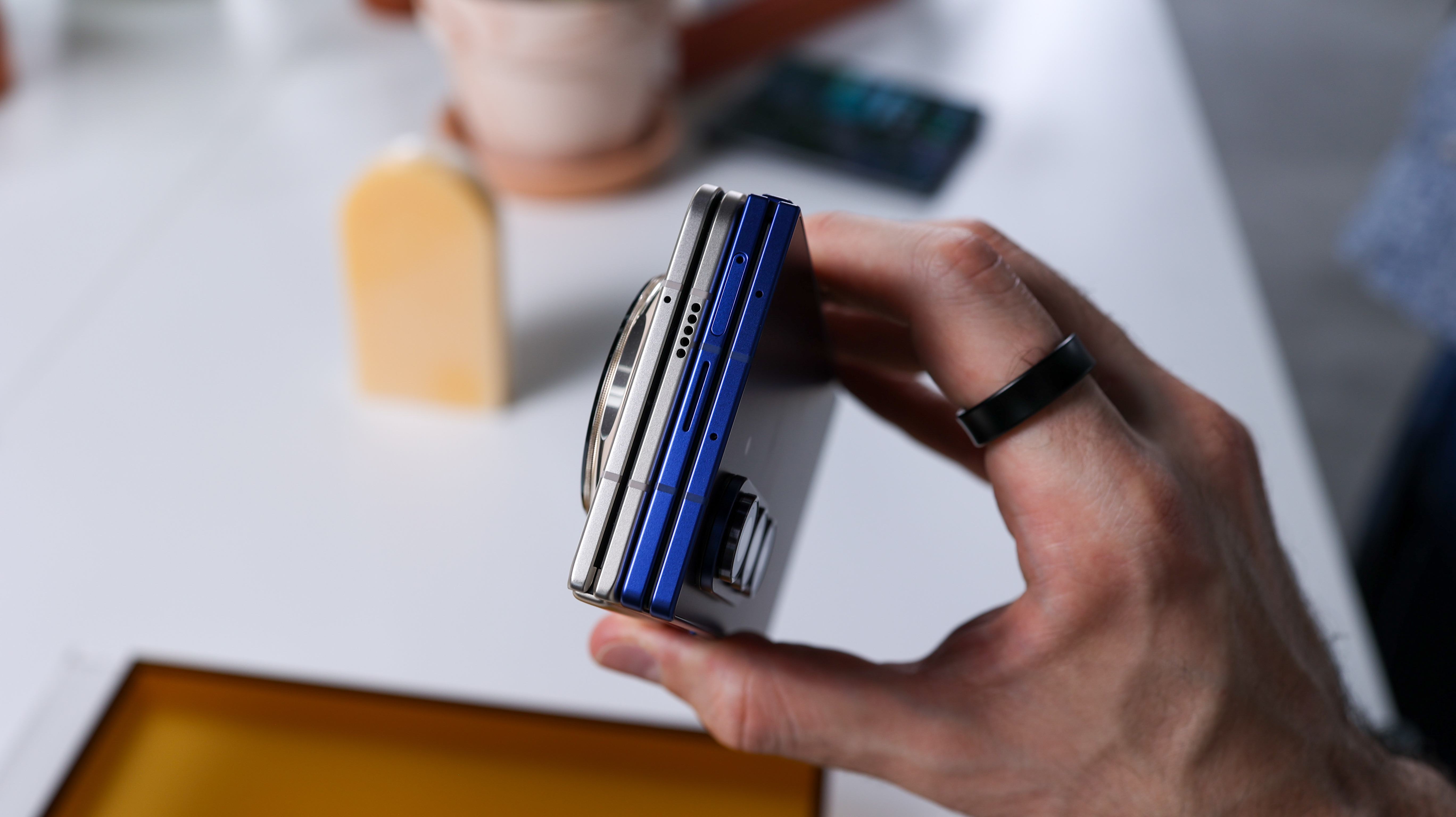 A photo of the Samsung Galaxy Z Fold 7 and the Honor Magic V5