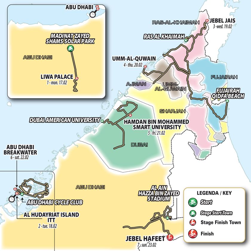 Maps and profiles of the 2025 UAE Tour