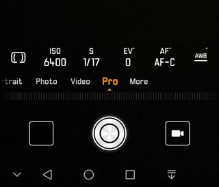 The Pro mode interface