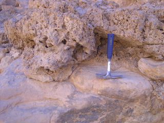 Some of the carbonate deposits discovered in Gebel Uweinat.