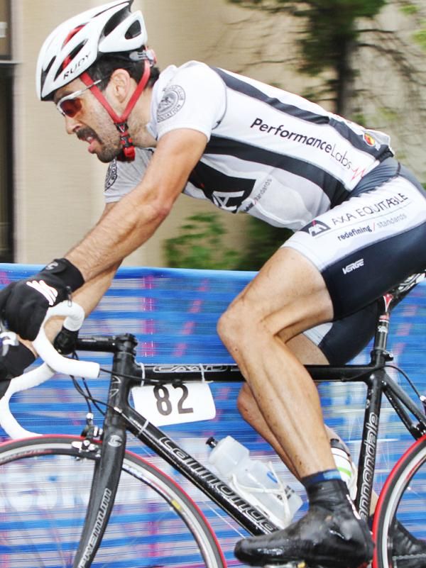 Jake Hollenbach (AXA Equitable Cycling Team) gears up for the last three laps.