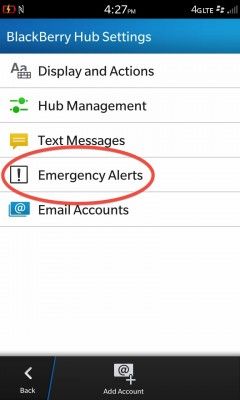 Emergency alerts tab
