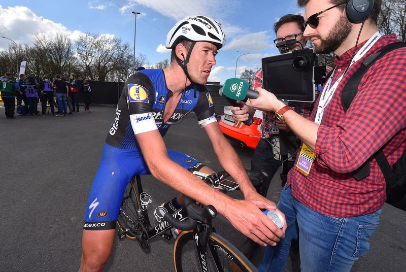 Stijn Vandenbergh (Etixx-QuickStep) is interview by Sporza post race
