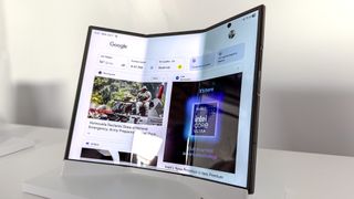 Galaxy Z TriFold shown in hand