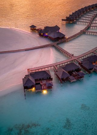 A beach on the Maldives at sunset