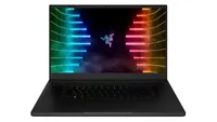 Razer Blade 15 Advanced gaming laptop shown on white background with screen open