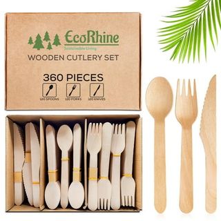 Ecorhine Compostable Disposable Wooden Cutlery Set (360)