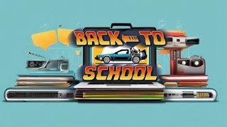 Back to school hero image with some Back to the Future movie poster elements