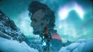An image of Abraham Lincoln laid on top of a smoke plume of Conan O'Brien.
