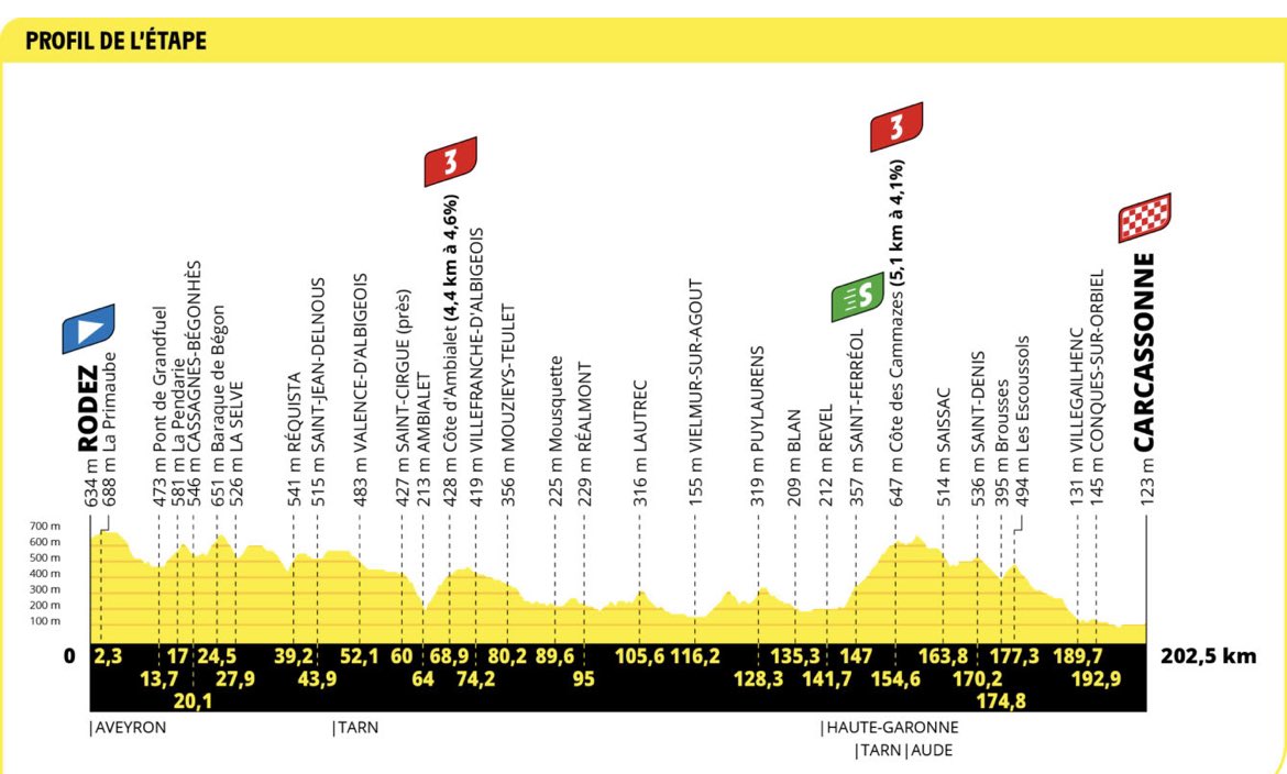 The profile of stage 15 of the 2022 Tour de France