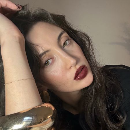 Associate editor Alyssa Brascia wearing dark-red lipstick