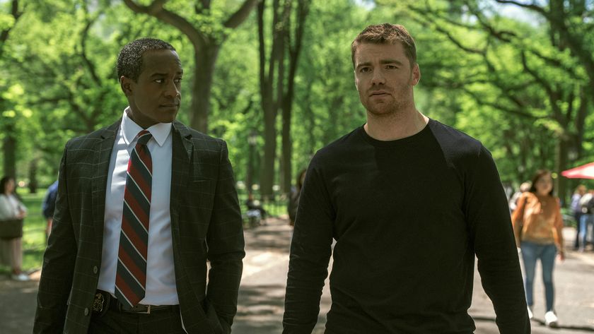 Albert Jones as Aiden Mosley and Gabriel Basso as Peter Sutherland in The Night Agent.