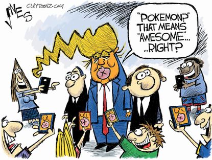 Political cartoon U.S. Donald Trump Pokemon Go