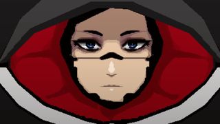 An android woman's impassive face