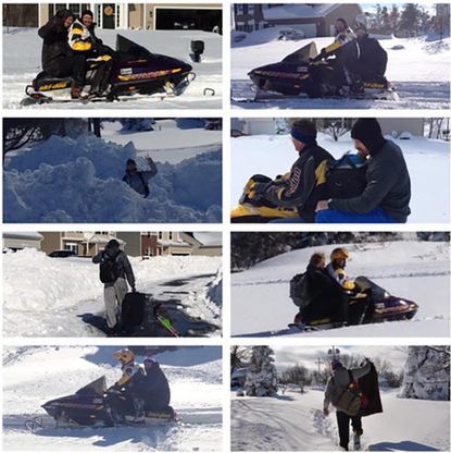 The Buffalo Bills picked up snowed-in players from their homes &mdash; on snowmobiles