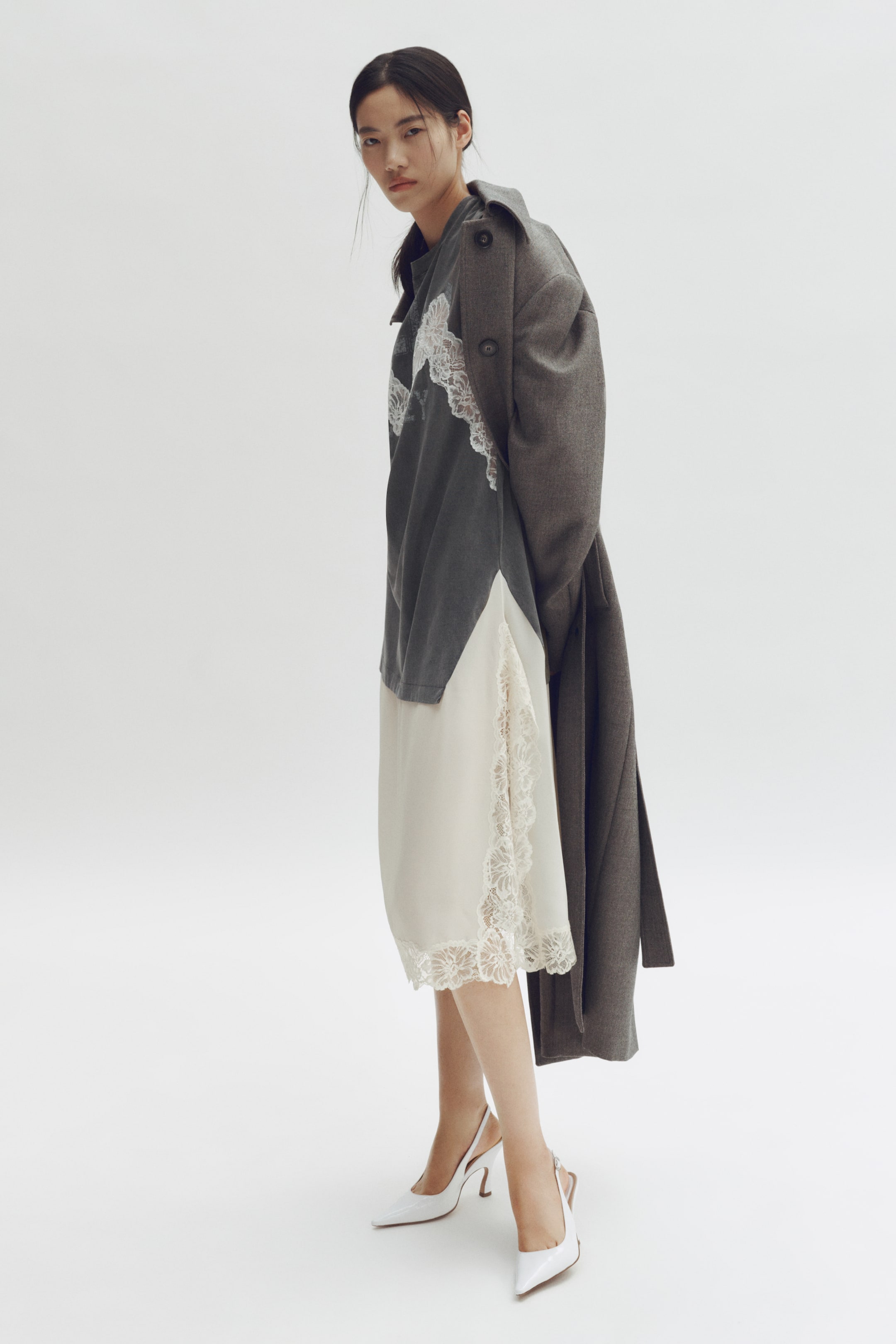 Lace-Trimmed T-Shirt Dress