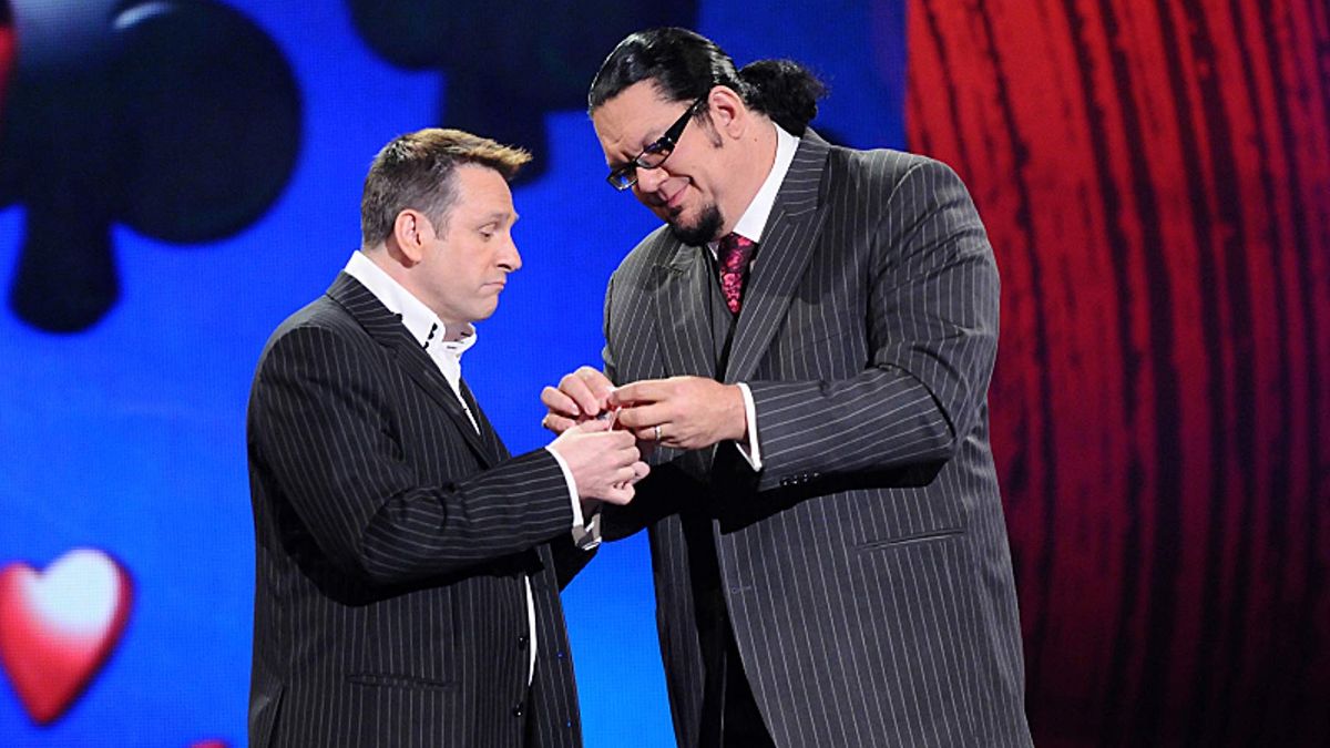 Penn Jillette, the vocal half of Penn and Teller, runs his eye over some close-up magic