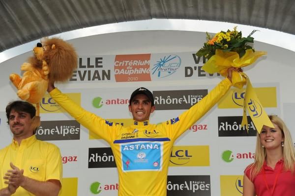 Alberto Contador (Astana) in yellow and it's only June