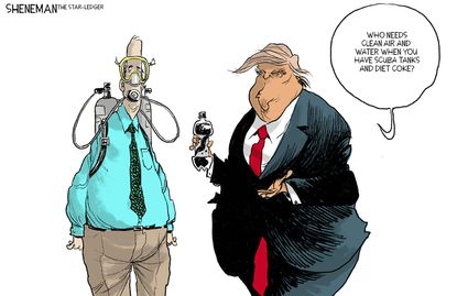 Political Cartoon U.S. Trump Diet Coke Clean Air