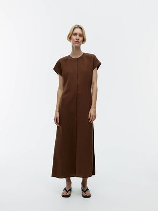 Cap-Sleeve Dress - Brown - Arket Gb