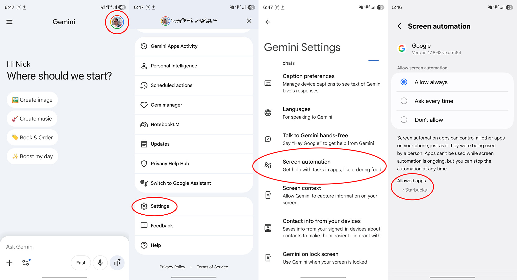 How to enable screen automation in Google Gemini