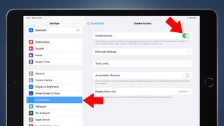 The iPad settings menu showing the Guided Access mode