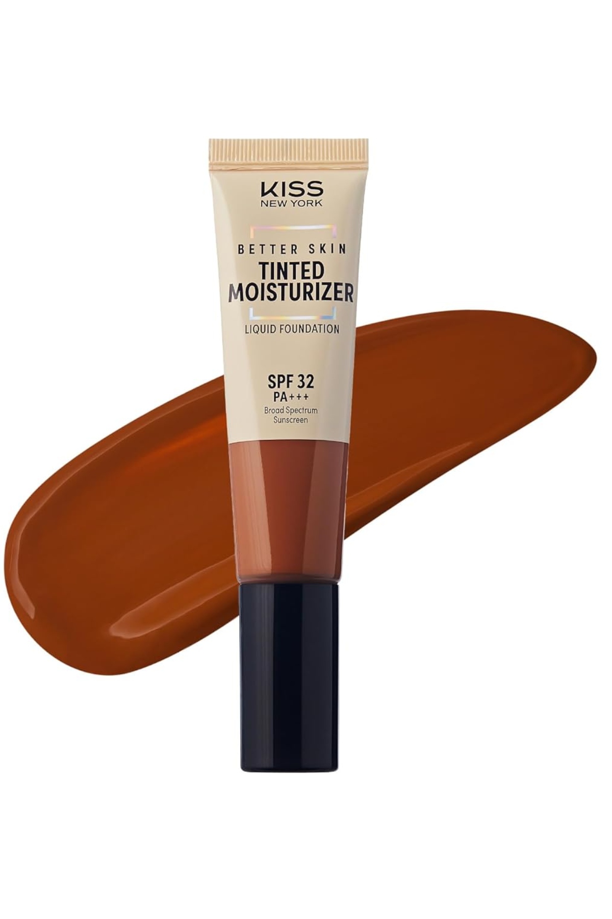 Kiss New York Tinted Moisturizer With Spf 32 Pa+++ (caramel) 12 Hour Hydrating Sunscreen for Face, No White Cast for Dark Skin Tone, Natural Finish, Medium Coverage With Hyaluronic Acid, Vitamin E