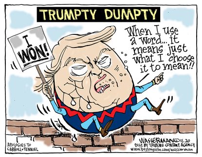 Political Cartoon U.S. Trumpty Dumpty election