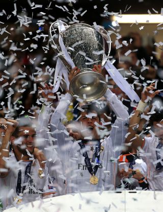Ronaldo lifts the Champions League after Real Madrid's win over Atletico in the 2014 final in Lisbon